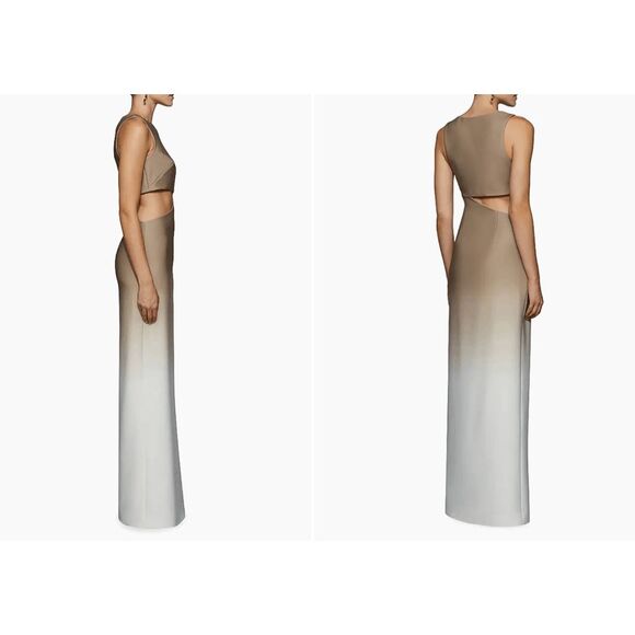 Et Ochs Helens Ombré One-Shoulder Dress In Taupe Ivory US 4 $498 - Picture 3 of 11